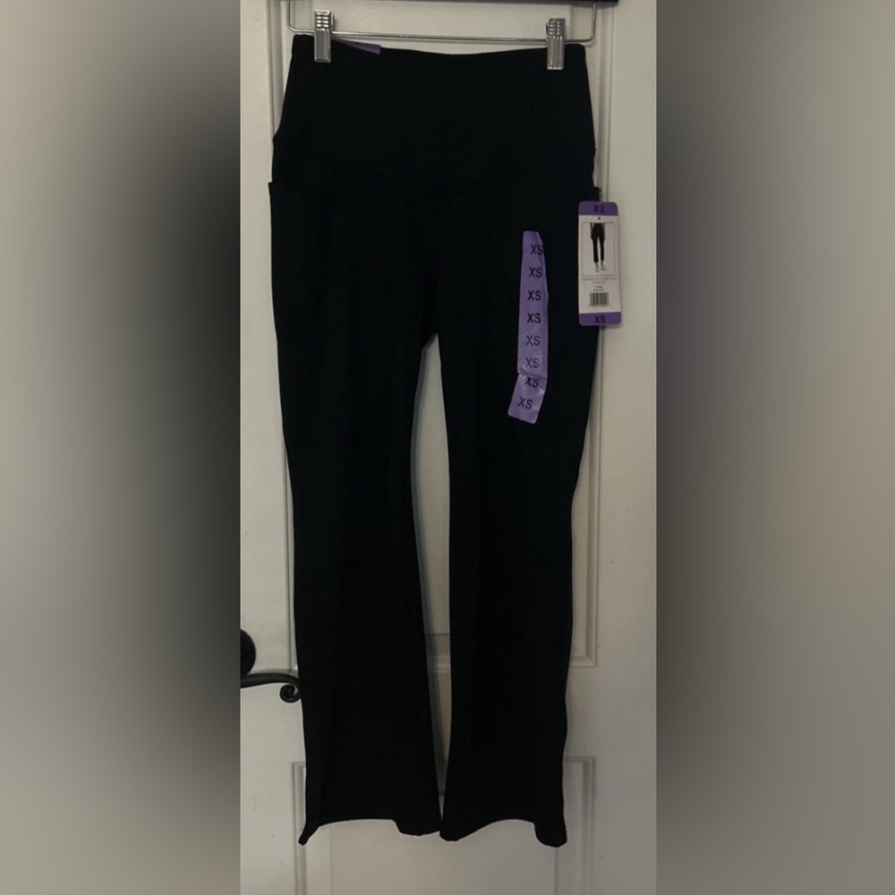 NEW Jockey Ladies Yoga Capri Cropped Slit Flare Stretch Pant Black ~ XS